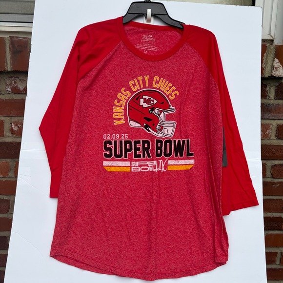Majestic Threads Other - Majestic Kansas City Chiefs Super Bowl LIX Raglan T-Shirt Red Women's 2XL New